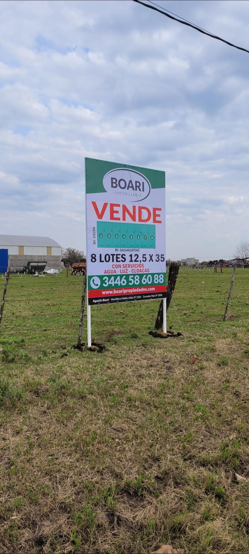 Vendo 8 Lotes de 12,50 x 35 m. 