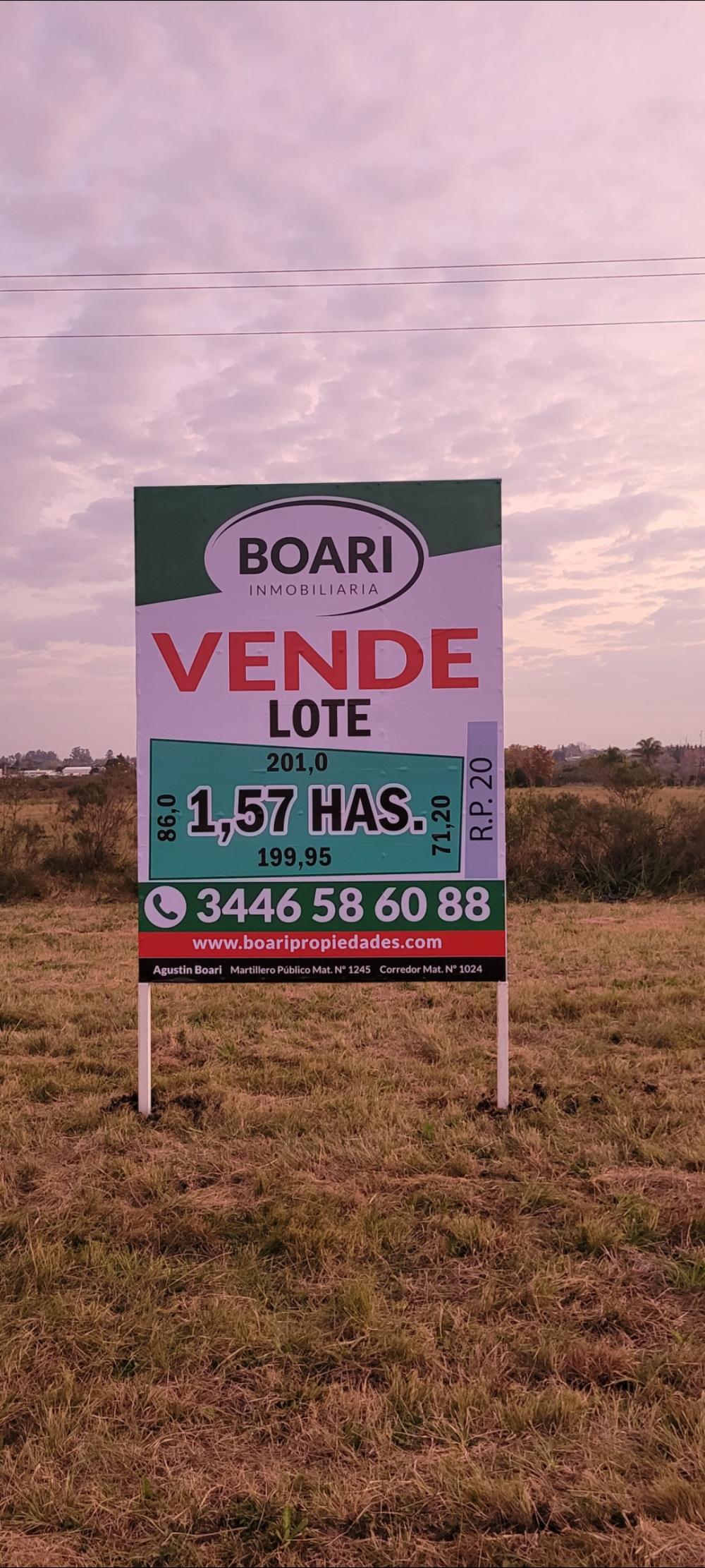 Vendo Lote 1,5 has. Sobre Ruta 20